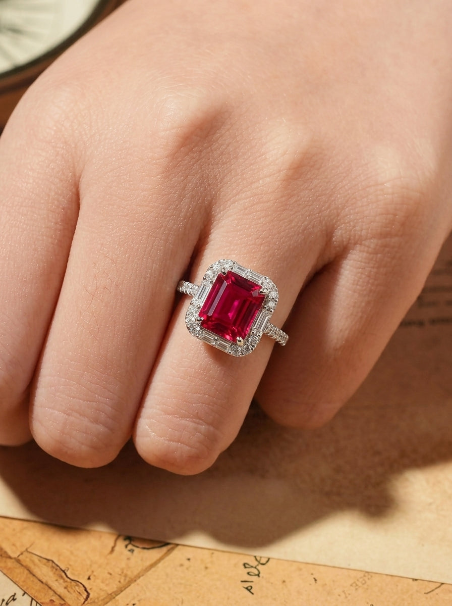 Ruby Halo Diamond Ring
