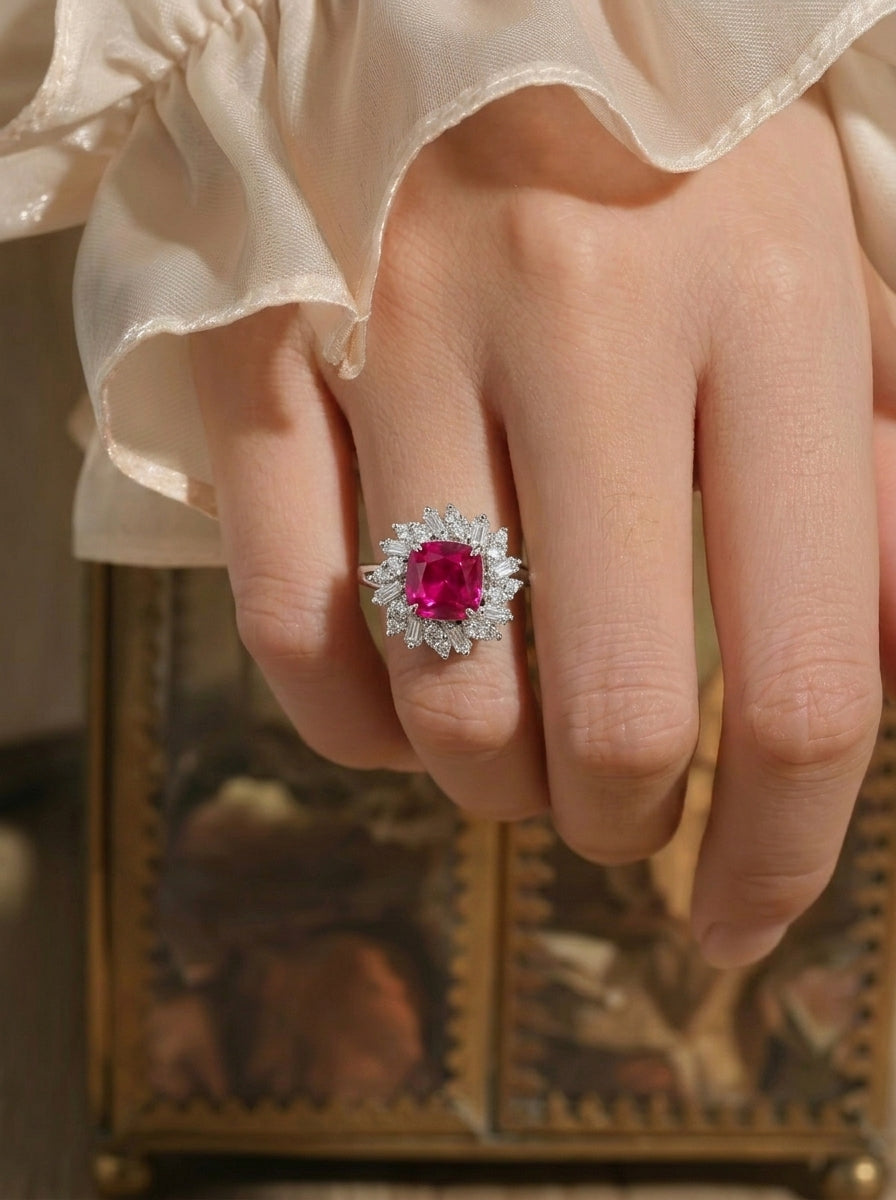 Ruby Halo Statement Ring