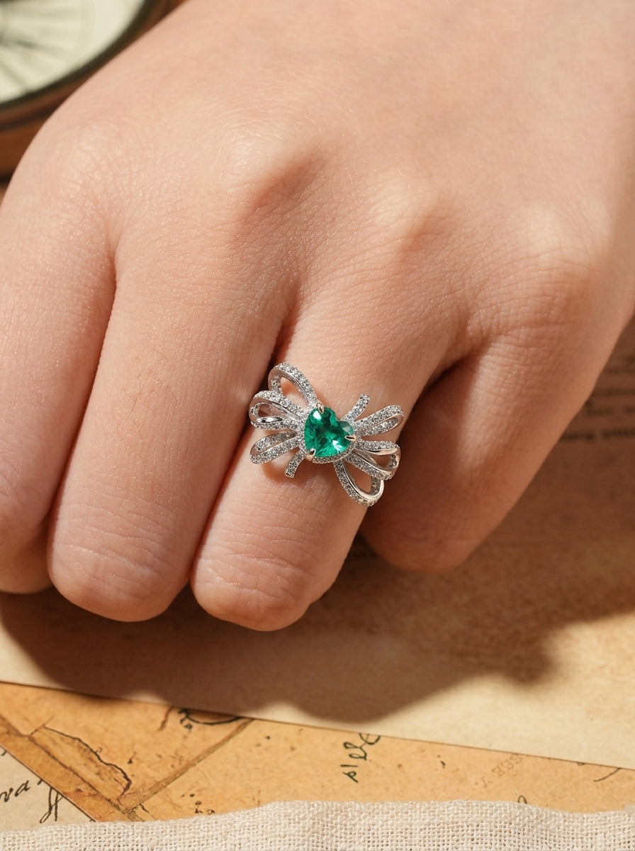 Heart Paraiba Bow Ring