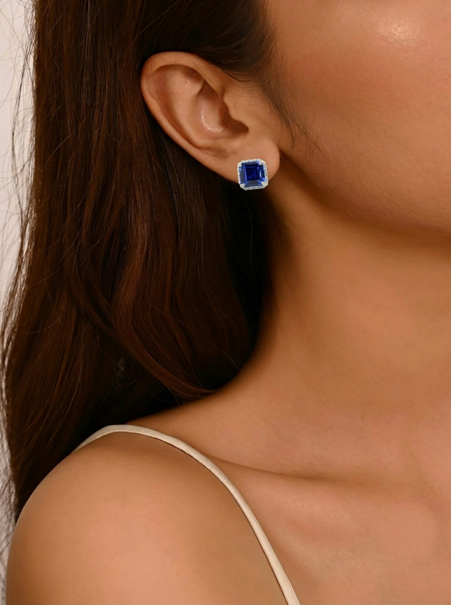 Cultivated Emerald - Luxurious Sugar Cube Earrings