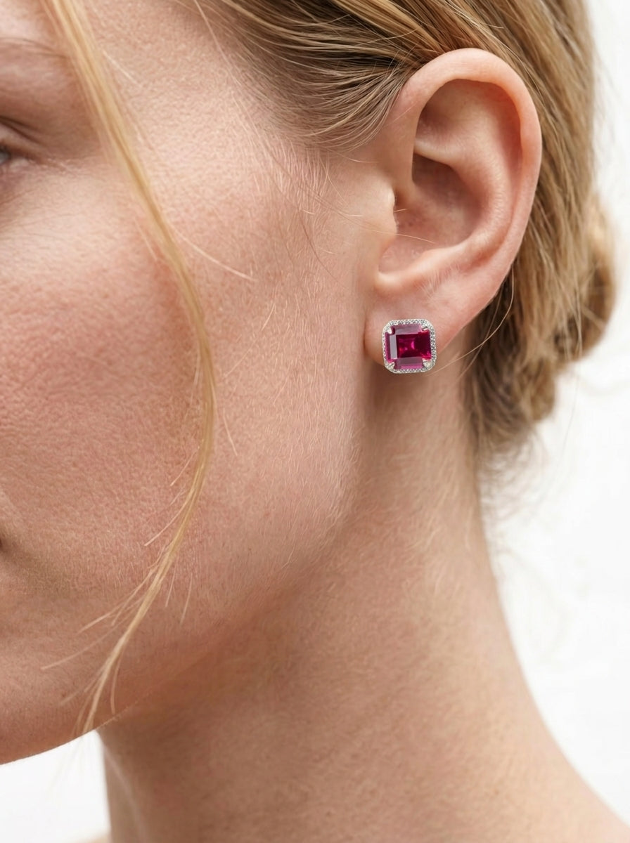 Cultivated Emerald - Luxurious Sugar Cube Earrings