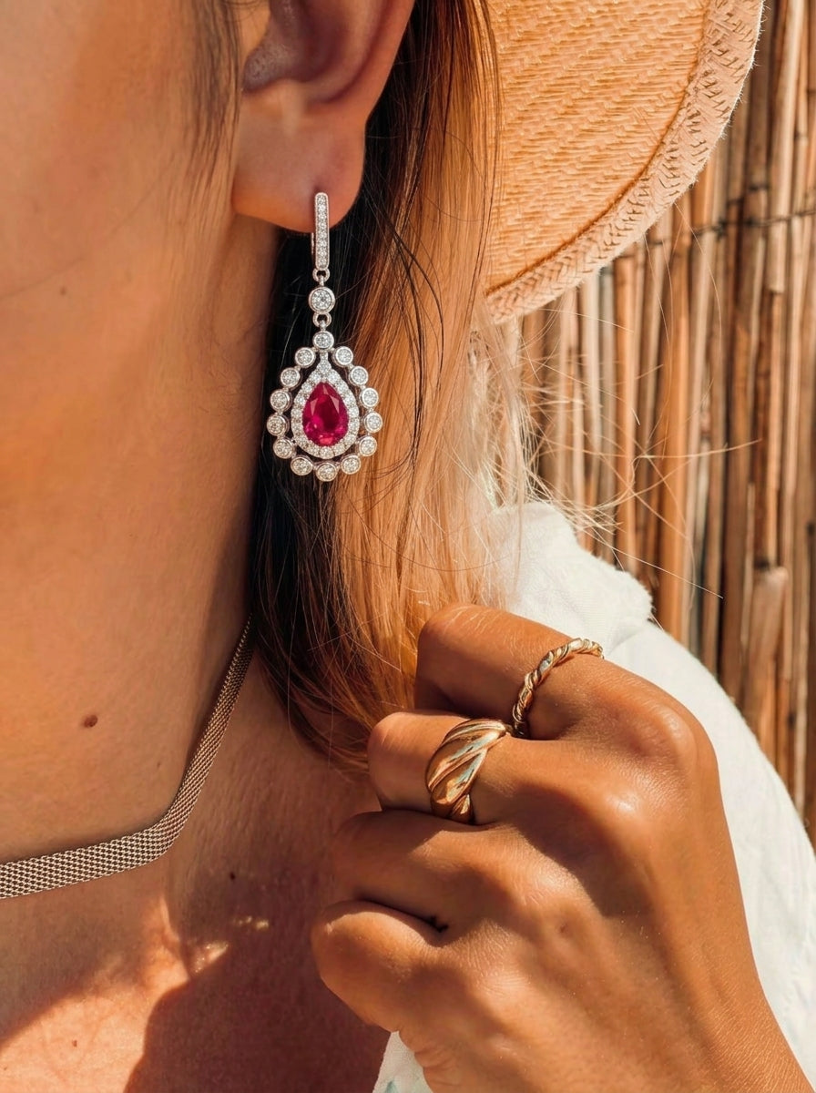 Cultivating Padparadscha - Exquisite Teardrop Earrings