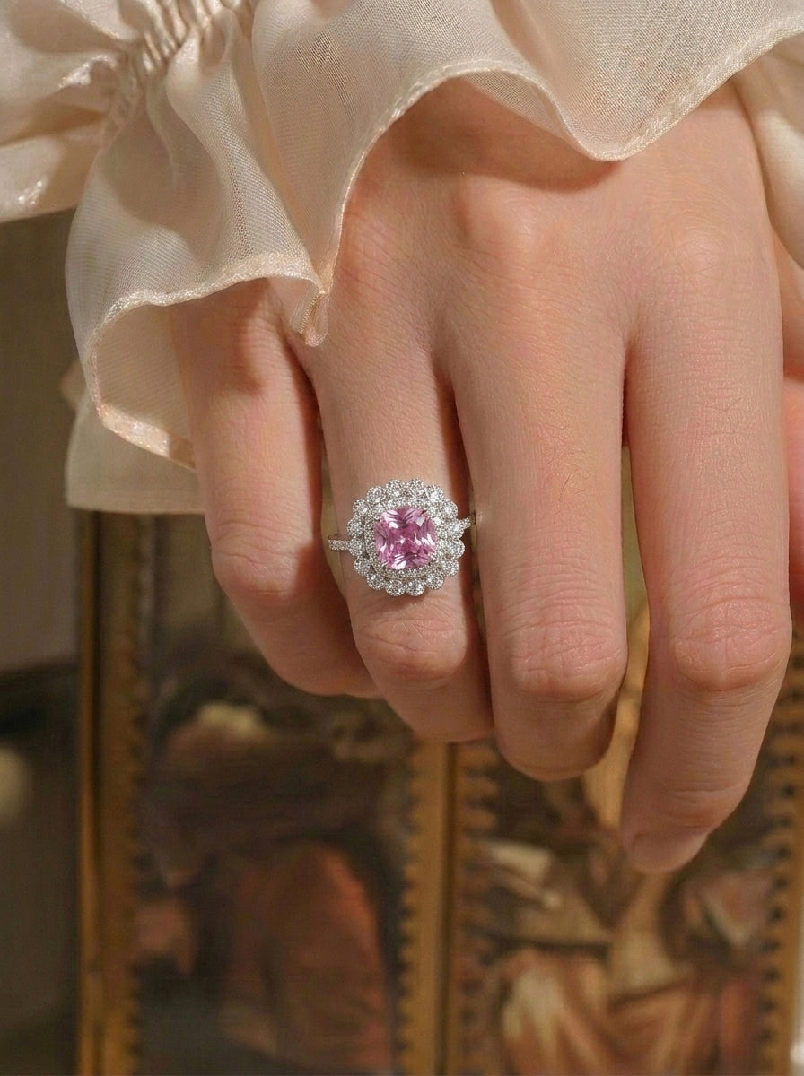 Cultured Sapphire - Dazzling Floral Cluster Ring