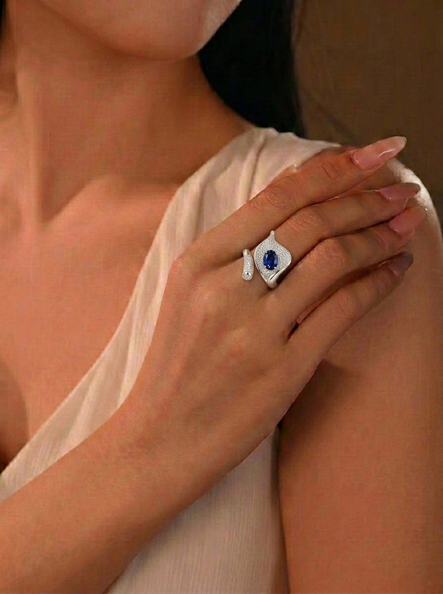Lab-Grown Emerald - Floral Calla Lily Ring