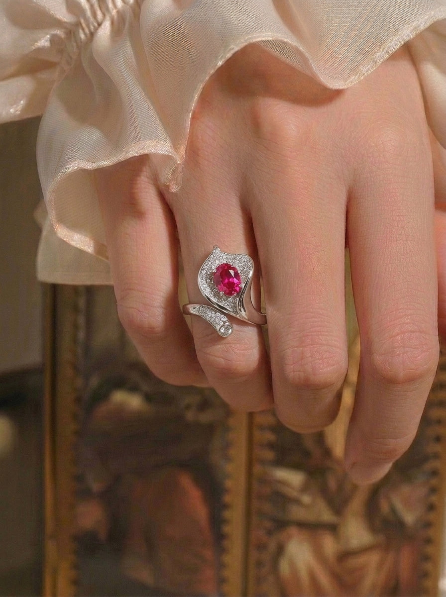 Lab-Grown Emerald - Floral Calla Lily Ring