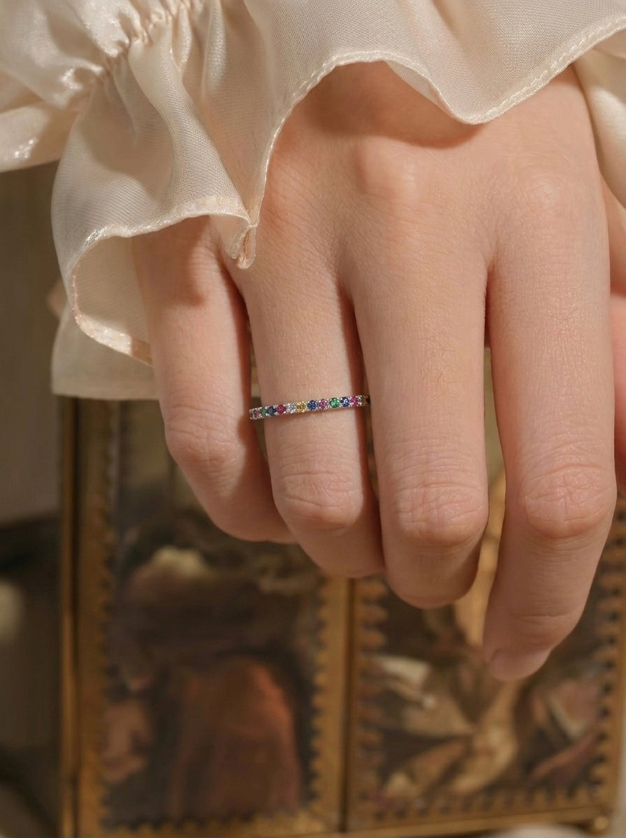Lab-Grown Dancing Rainbow Ring