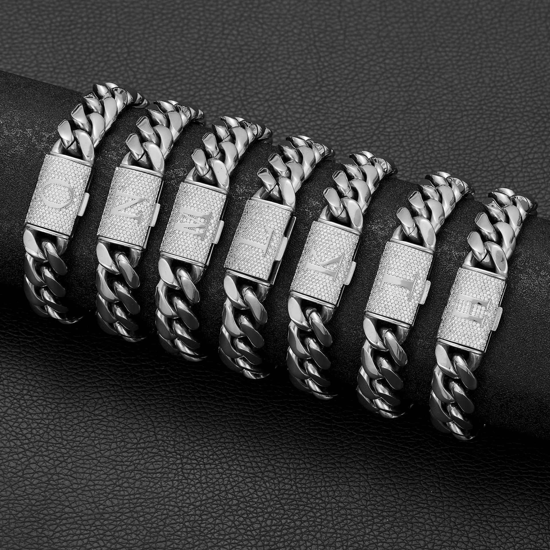 14mm Cuban Link Set - N-Z Custom Initial Iced Out Clasp,18K Gold