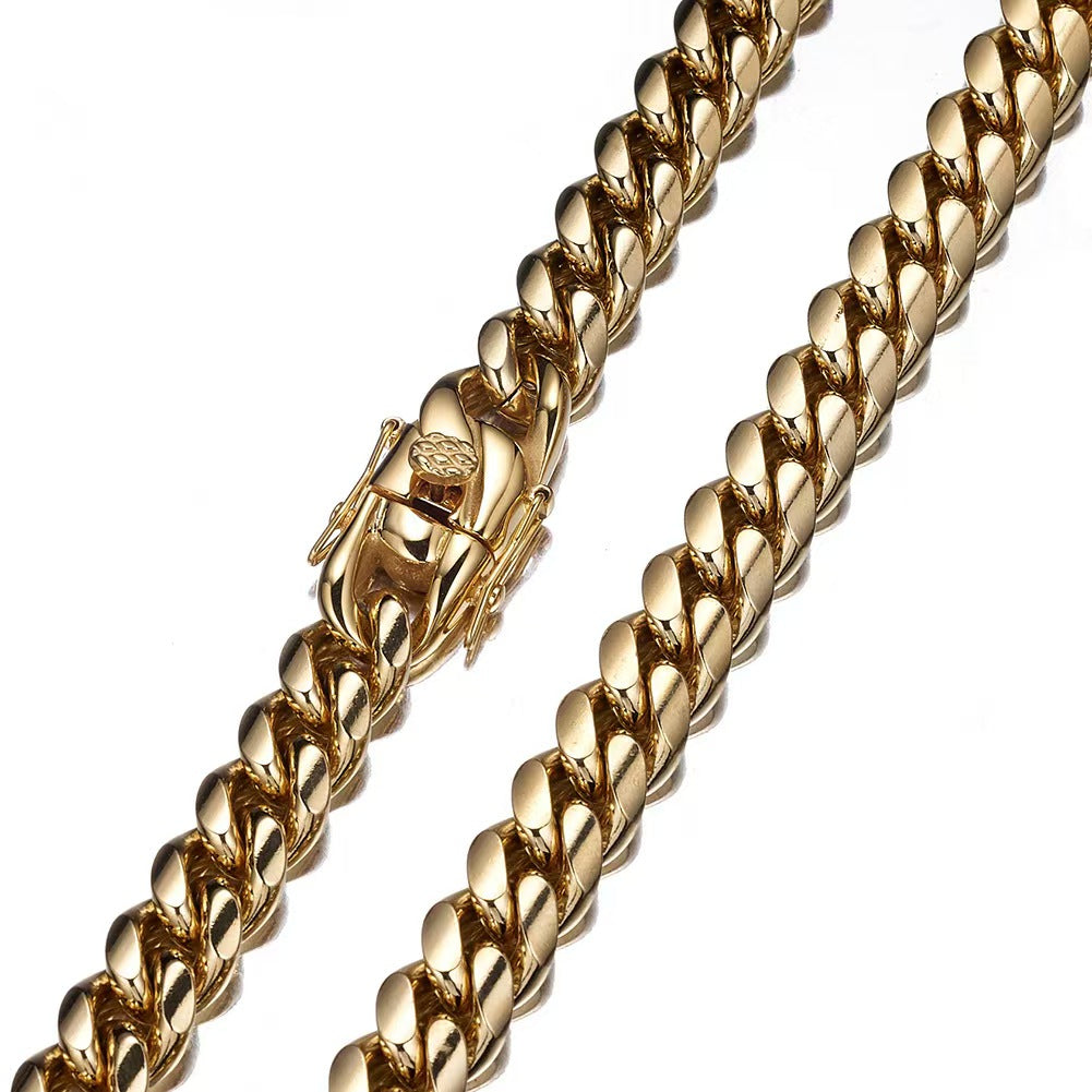 6-20mm Cuban chain and bracelet set, 18K Gold