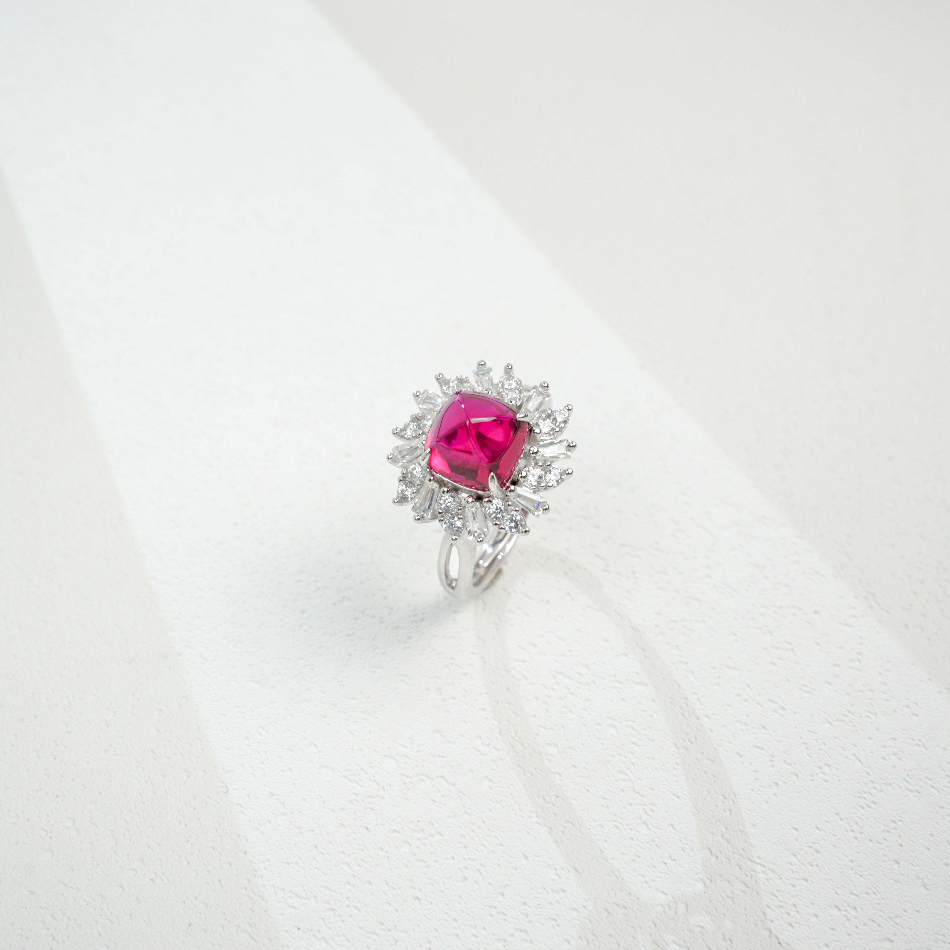 Lab-Grown Ruby Ring | S925 Sterling Silver Plated 18K Gold, Cushion Cut with Halo Zircon Accents, Luxury Gemstone Jewelry