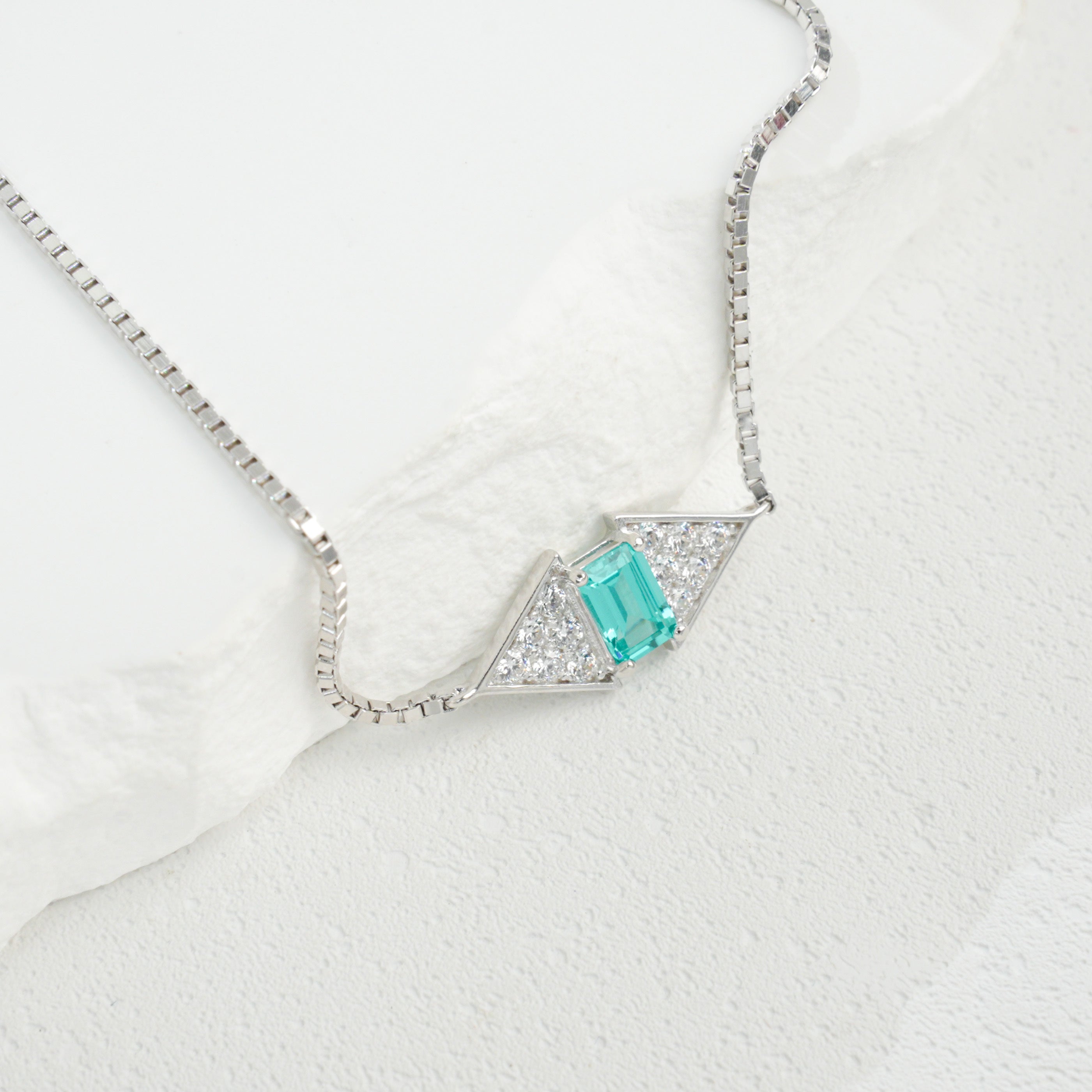 Lab - Grown Paraiba Tourmaline Bracelet, S928 Silver Plated with 18K Gold, Adjustable Slider Design