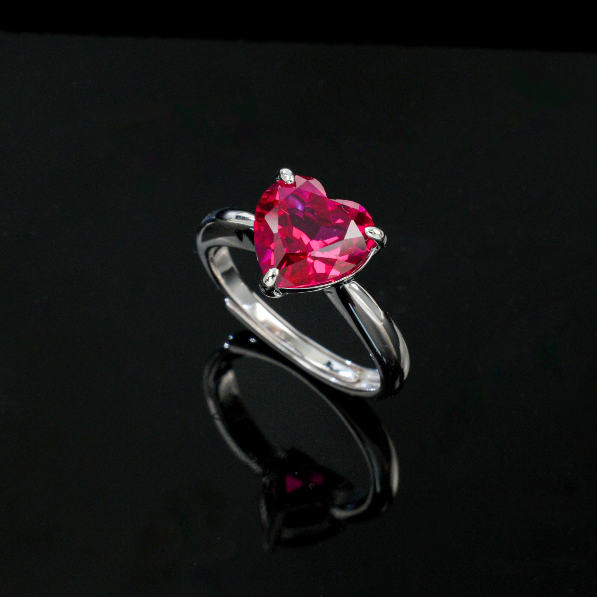 Lab-Grown Emerald - Heart Ripple Emerald Glow Solitaire Ring