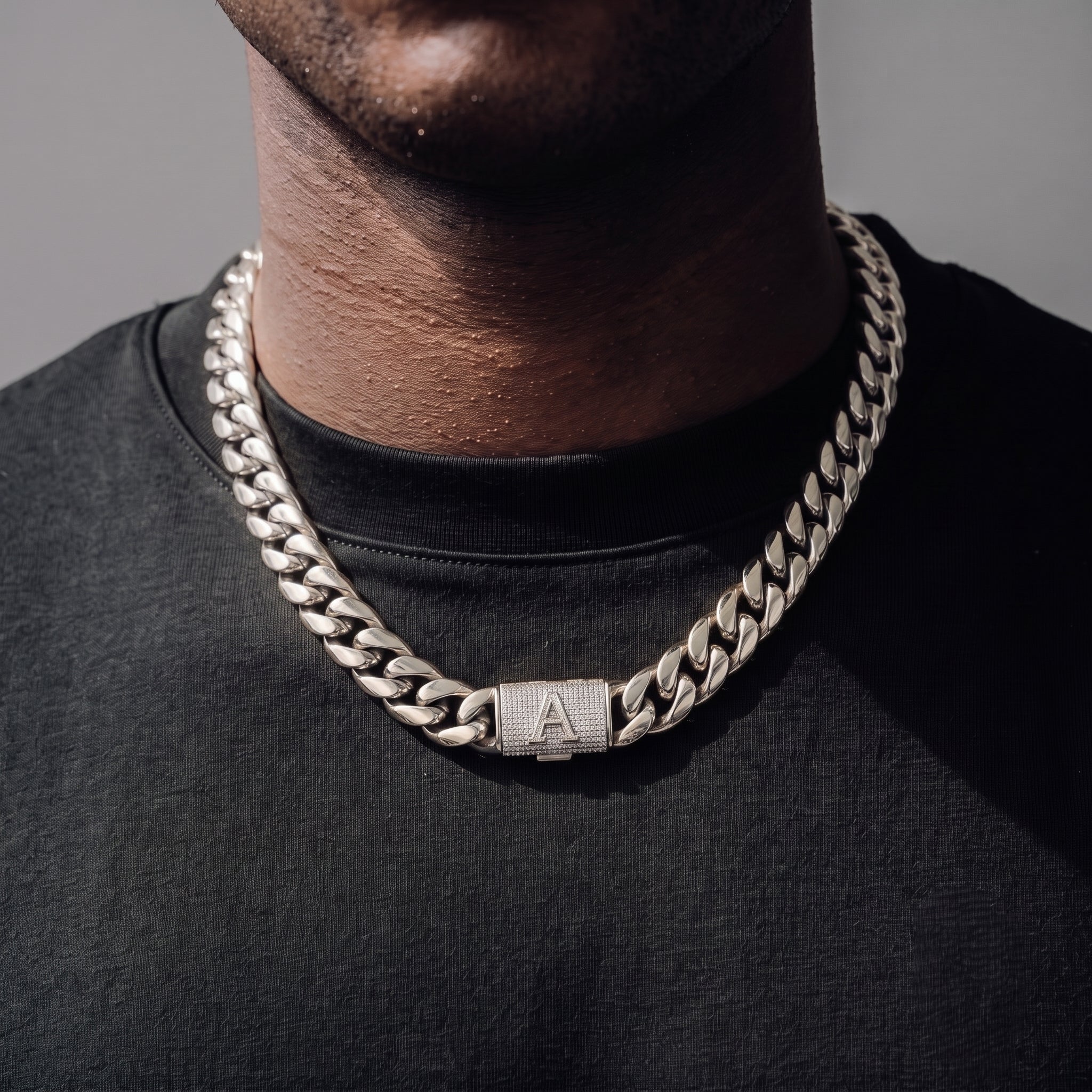14mm Cuban Link Set - N-Z Custom Initial Iced Out Clasp,18K Gold