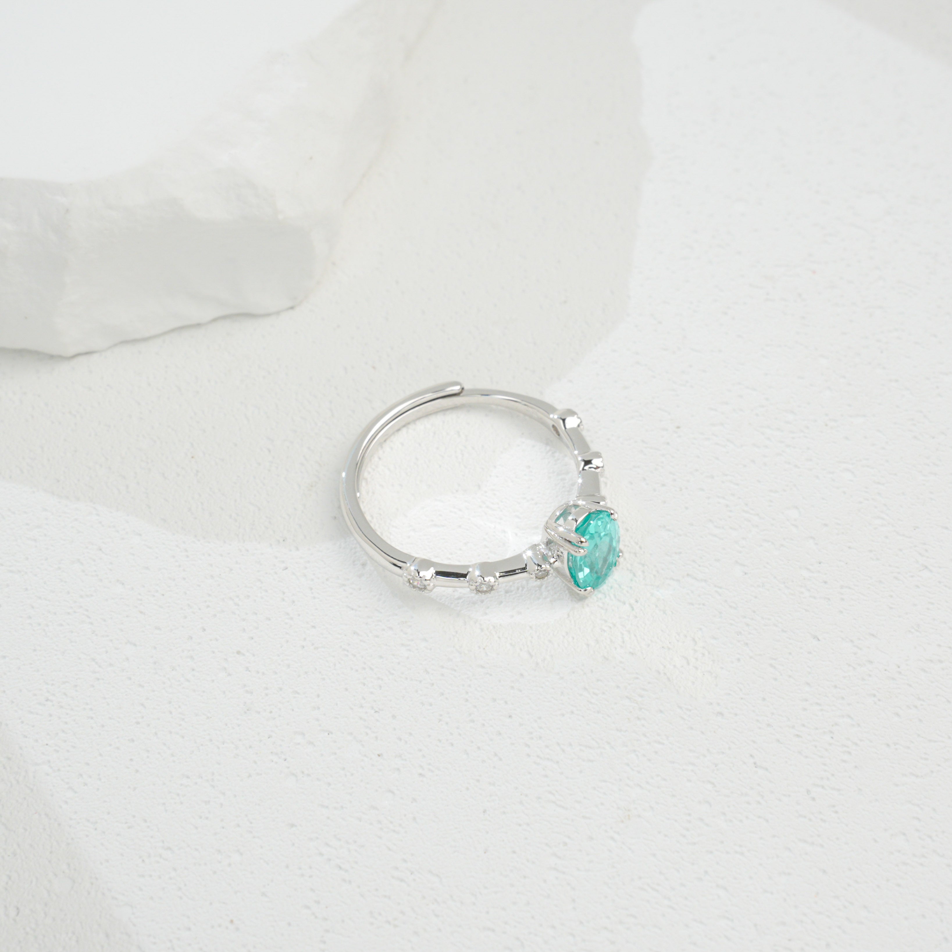 Lab - Grown Paraiba Tourmaline Ring, S928 Silver Plated with 18K Gold, Diamond - Accented Oval Gemstone Design