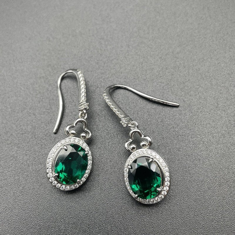 Luxurious Lab-Grown Emerald S925 Silver with 18K Gold Plating Earrings — Dazzling and Elegant Choice