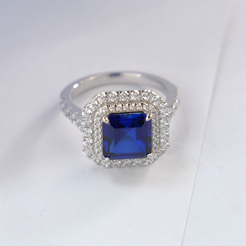 Stunning Lab-Grown Sapphire S925 Silver Ring with 18K Gold Plating - The Perfect Blend of Elegance and Luxury