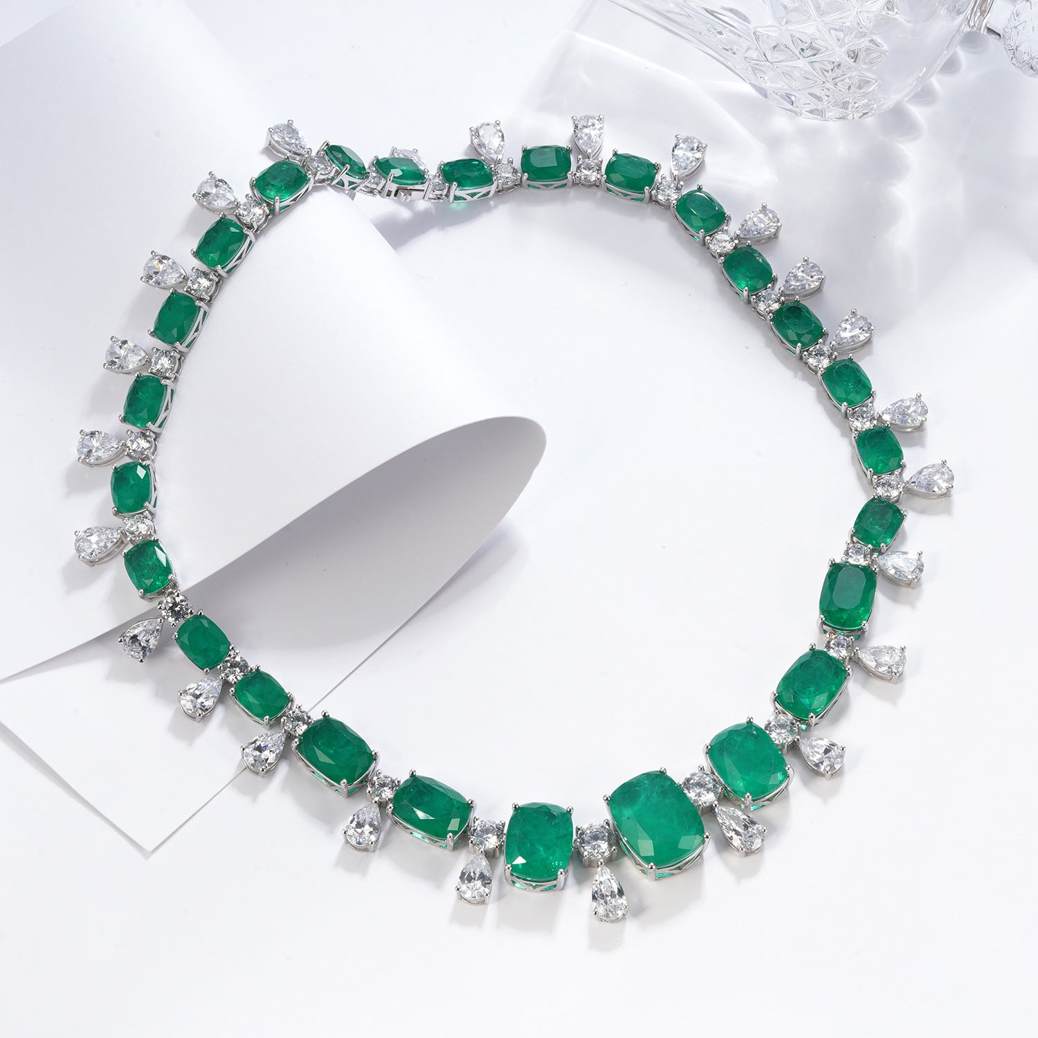 Luxurious Lab-Grown Emerald S925 Silver with 18k Gold Plating Necklace - A Radiant Choice to Exude Elegance