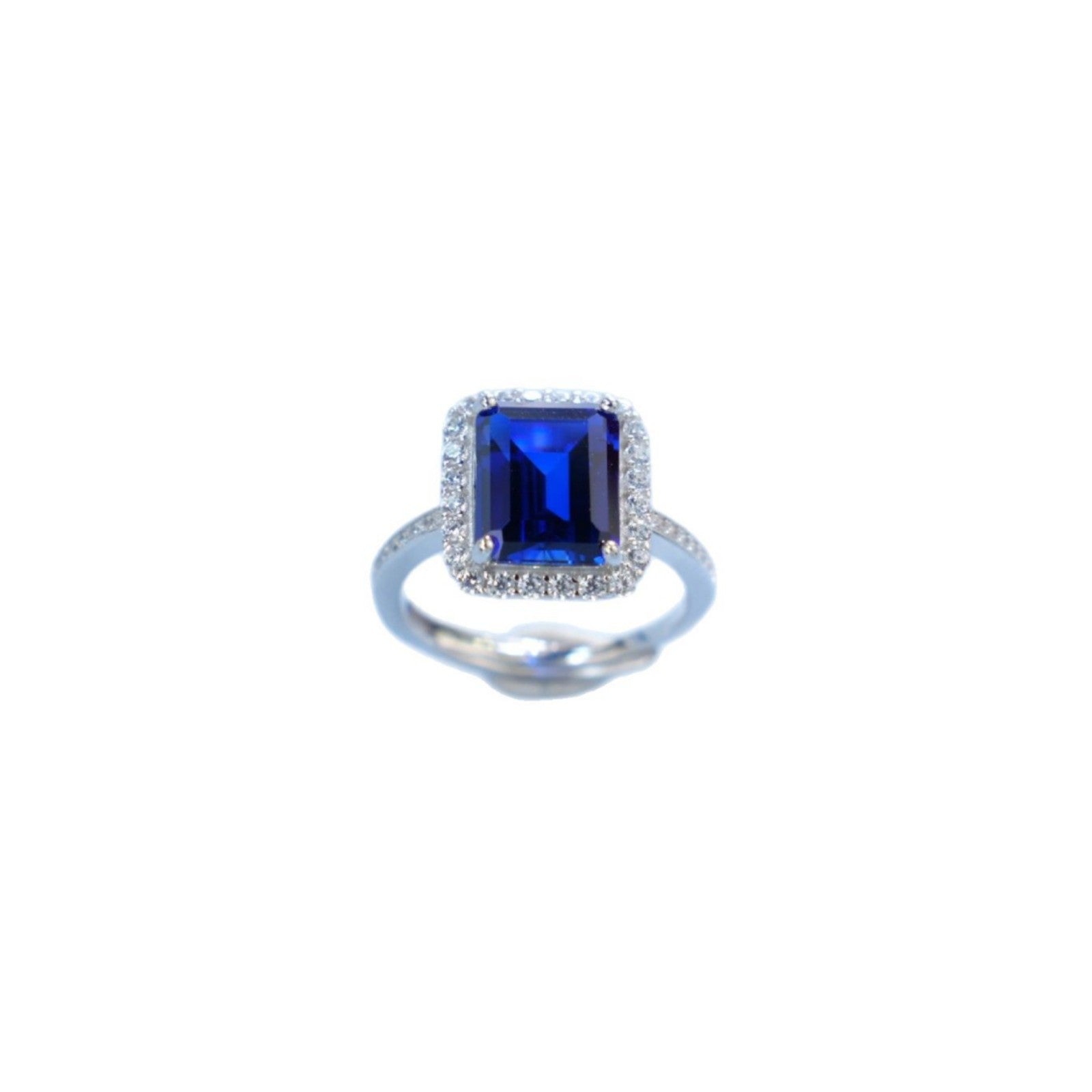 Amazing Lab-Grown Sapphire S925 Silver 18K Gold Plated Ring Exquisitely Diamond-Embellished Shining Charmingly