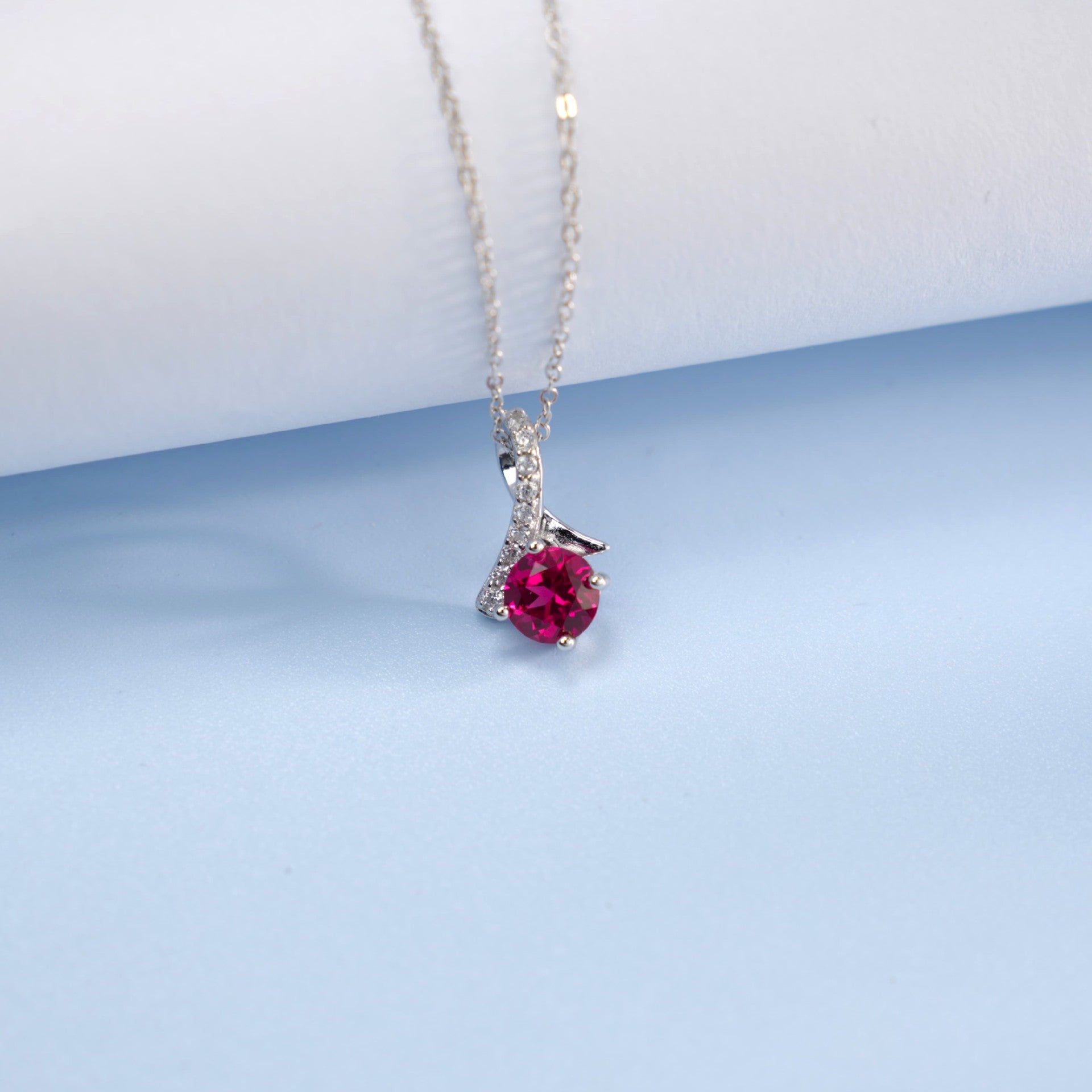 Elegant Ruby Solitaire Necklace