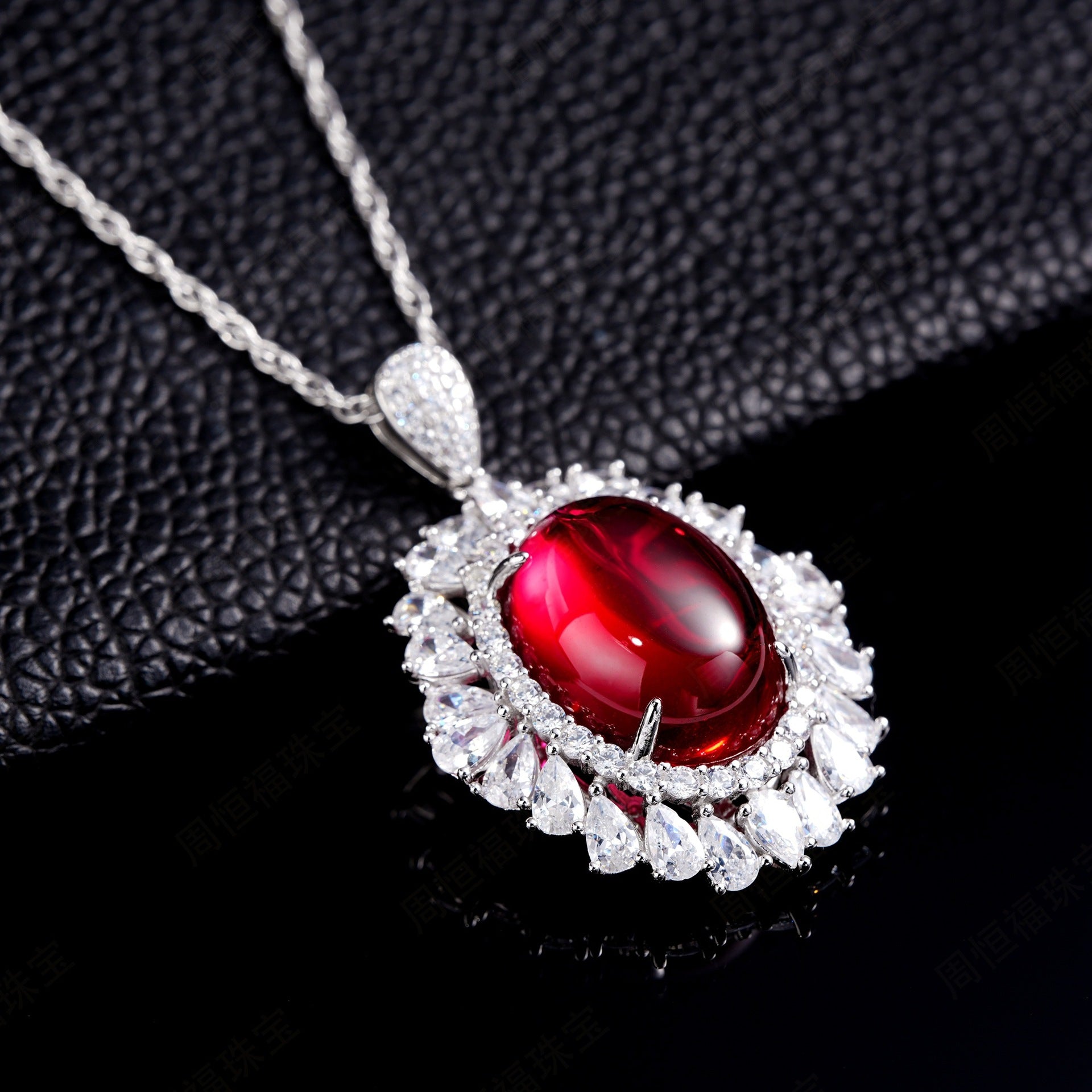 Luxurious Lab-Grown Ruby S925 Silver with 18k Gold Plating Pendant Necklace, Sparkling and Charming, Exuding Elegance