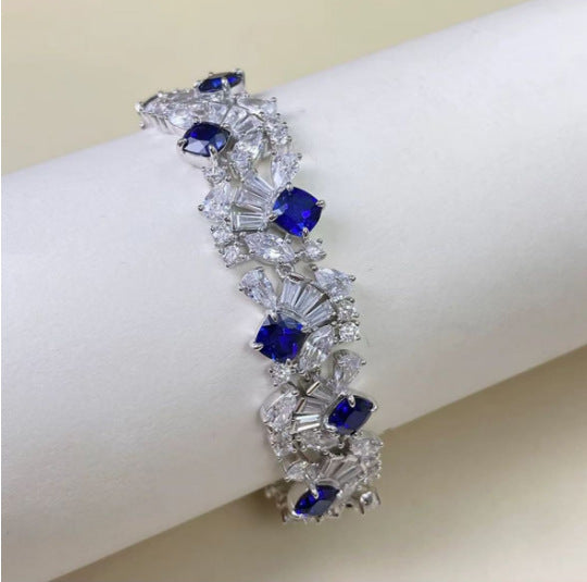 Lab - Created Sapphire Bracelet As Sparkling as the Starry Sky Adding Poetic Romance to Your Wrist with S925 Sterling 18K Gold Plating