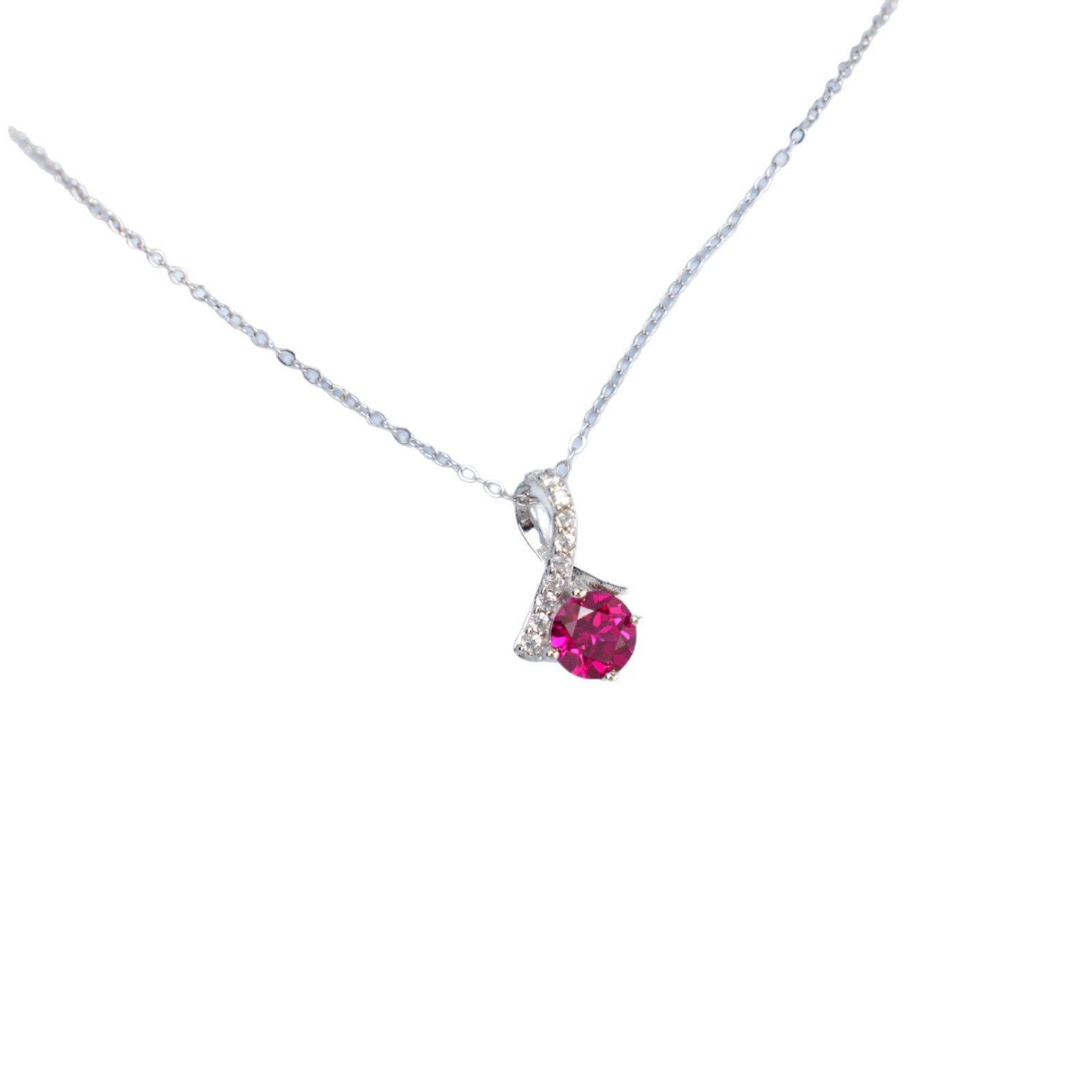 Elegant and Shining! Cultured Ruby & S925 Silver Plated with 18k Gold Exquisite Pendant Necklace, Illuminate Your Charm