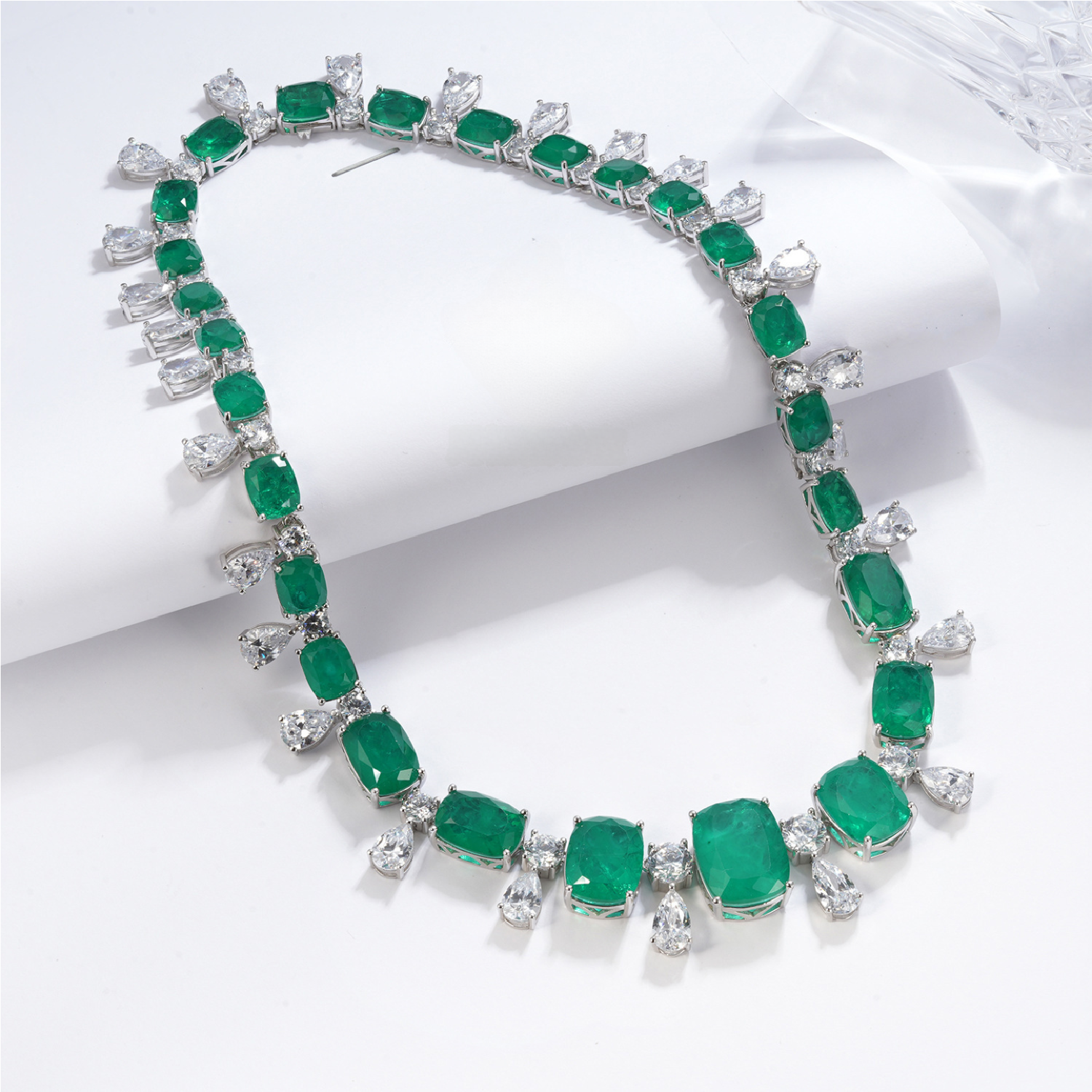 Luxurious Lab-Grown Emerald S925 Silver with 18k Gold Plating Necklace - A Radiant Choice to Exude Elegance
