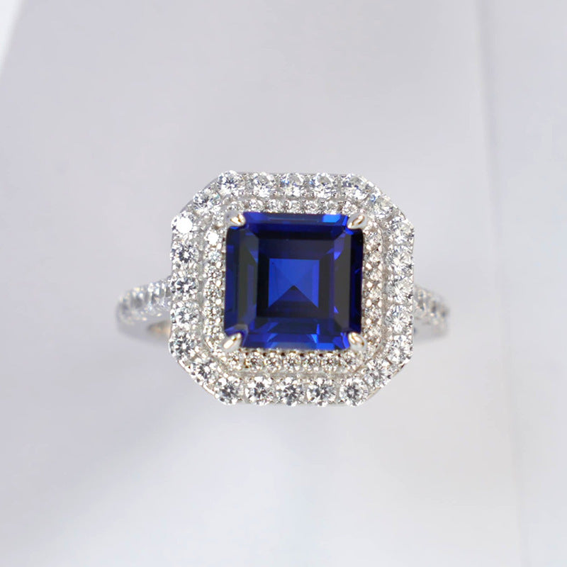 Stunning Lab-Grown Sapphire S925 Silver Ring with 18K Gold Plating - The Perfect Blend of Elegance and Luxury