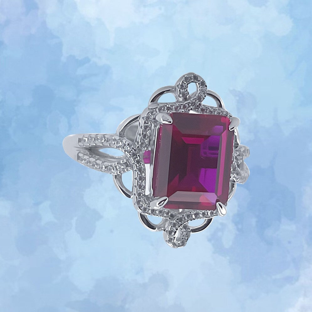 Stunning laboratory-made ruby S925 silver and 18K gold-plated ring — a perfect fusion of luxury and elegance
