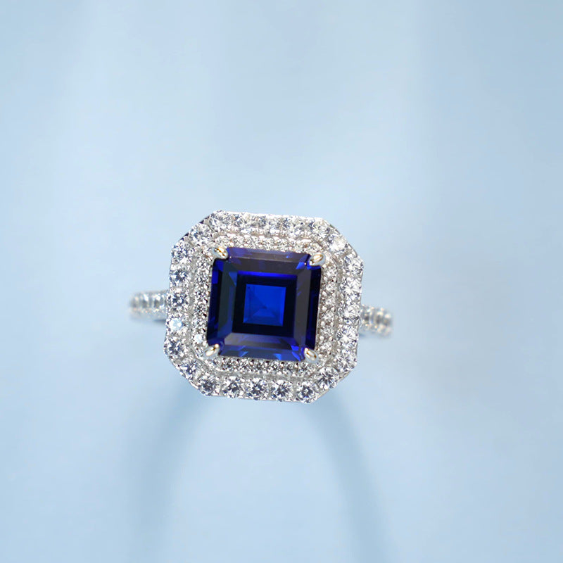 Stunning Lab-Grown Sapphire S925 Silver Ring with 18K Gold Plating - The Perfect Blend of Elegance and Luxury