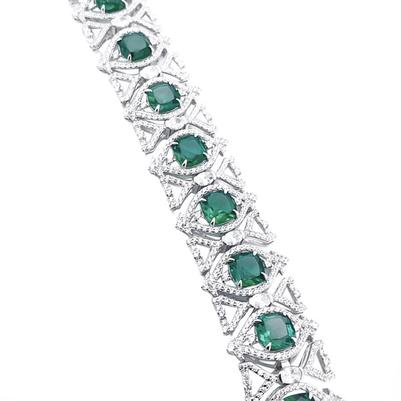 Luxurious Lab-Grown Emerald S925 Silver with 18K Gold Plating Bracelet - A Radiant Choice, Exuding Elegant Charm