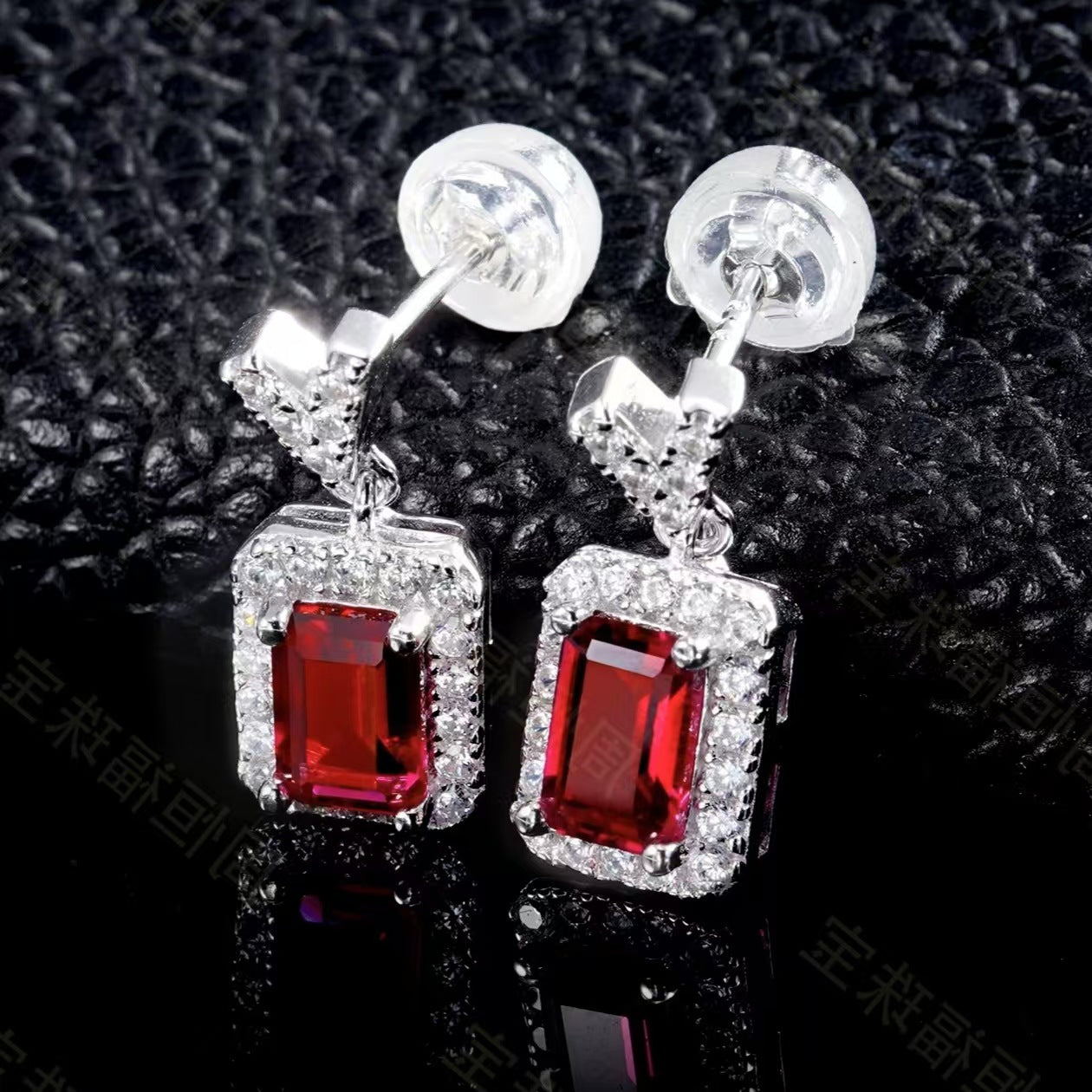 Elegant Lab - grown Ruby S925 Silver with 18k Gold Plating Exquisite Dangle Earrings, Showcasing Shining Charm