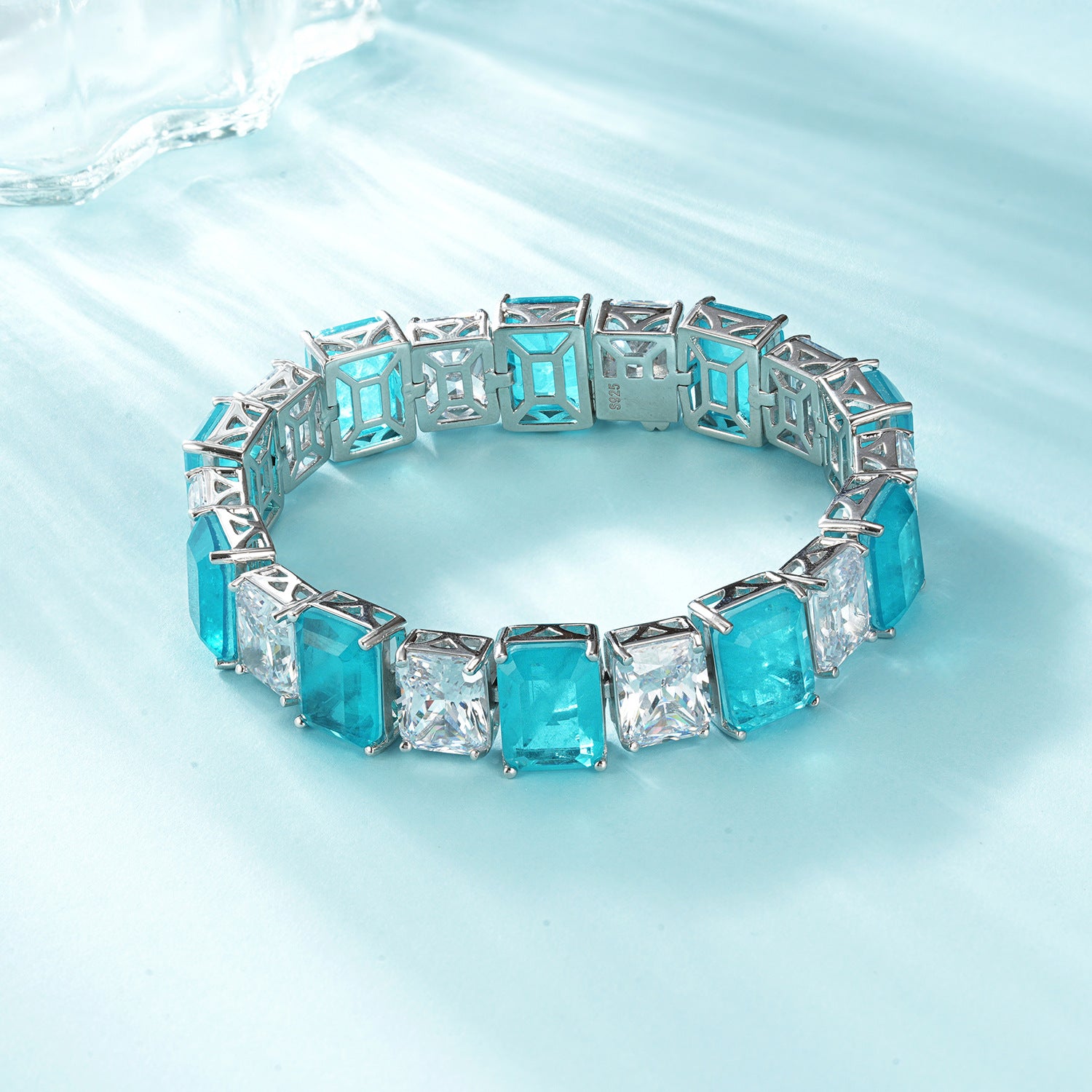 Lab - Grown Paraiba Bracelet A Poetic Choice as Dazzling as Ocean Stars with S925 Sterling 18K Gold Plating