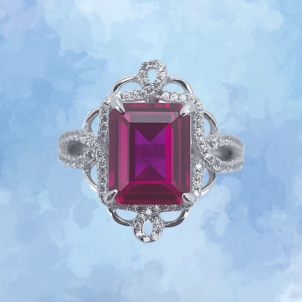 Stunning laboratory-made ruby S925 silver and 18K gold-plated ring — a perfect fusion of luxury and elegance