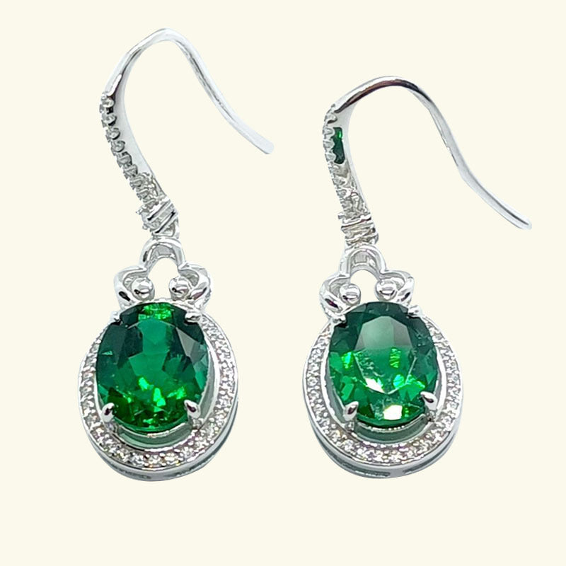Luxurious Lab-Grown Emerald S925 Silver with 18K Gold Plating Earrings — Dazzling and Elegant Choice