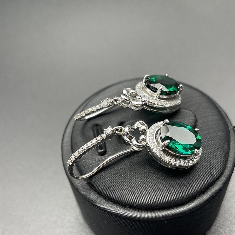 Luxurious Lab-Grown Emerald S925 Silver with 18K Gold Plating Earrings — Dazzling and Elegant Choice