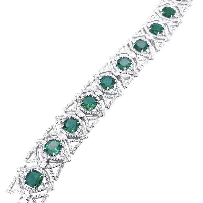Luxurious Lab-Grown Emerald S925 Silver with 18K Gold Plating Bracelet - A Radiant Choice, Exuding Elegant Charm