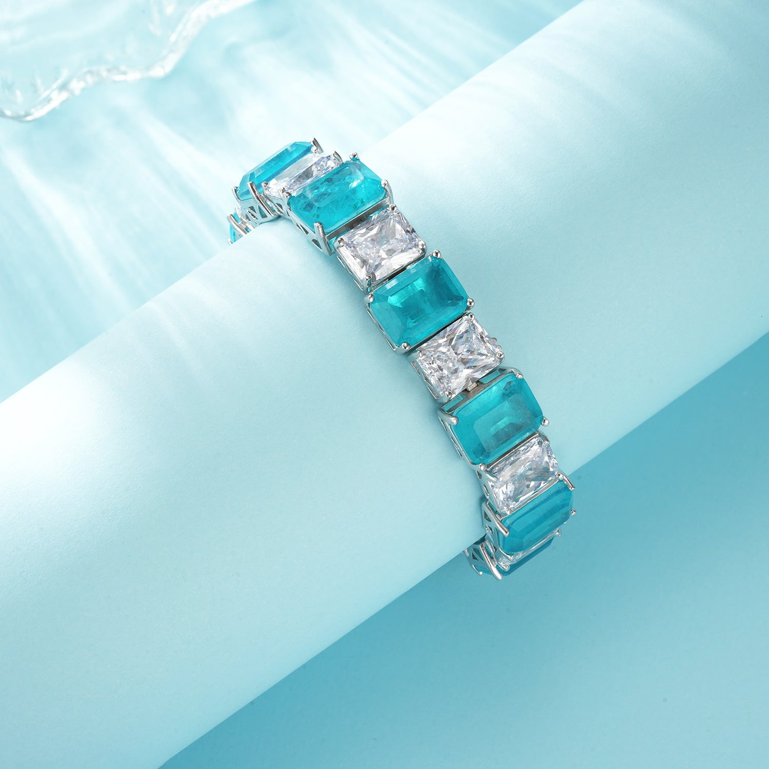 Lab - Grown Paraiba Bracelet A Poetic Choice as Dazzling as Ocean Stars with S925 Sterling 18K Gold Plating