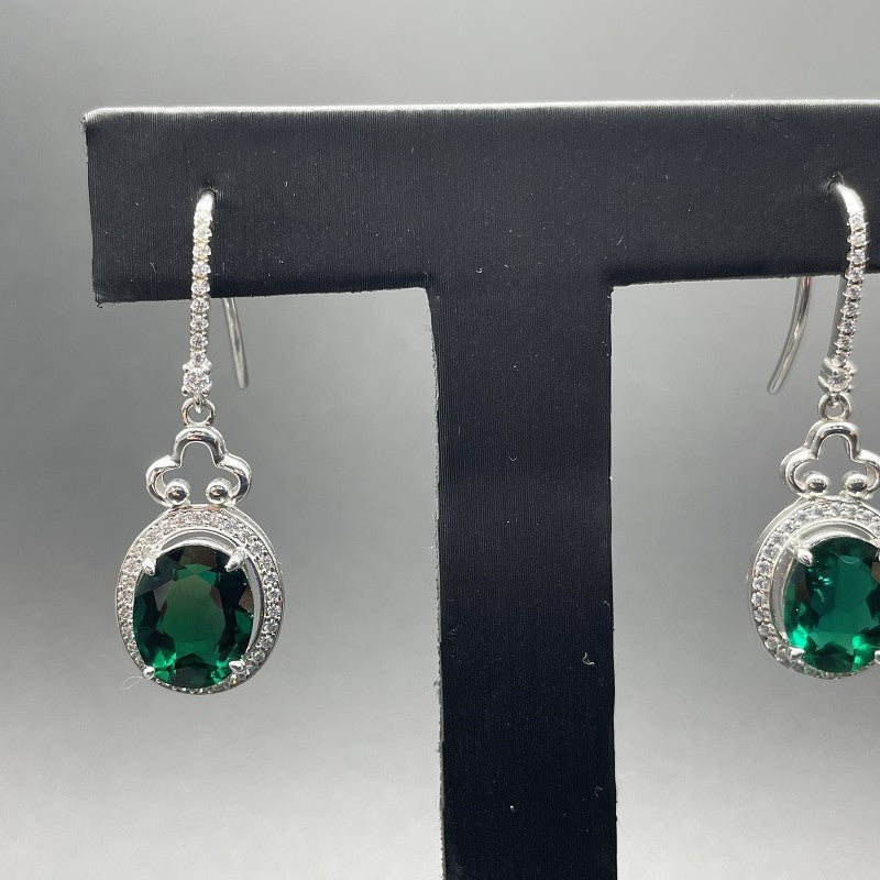 Luxurious Lab-Grown Emerald S925 Silver with 18K Gold Plating Earrings — Dazzling and Elegant Choice