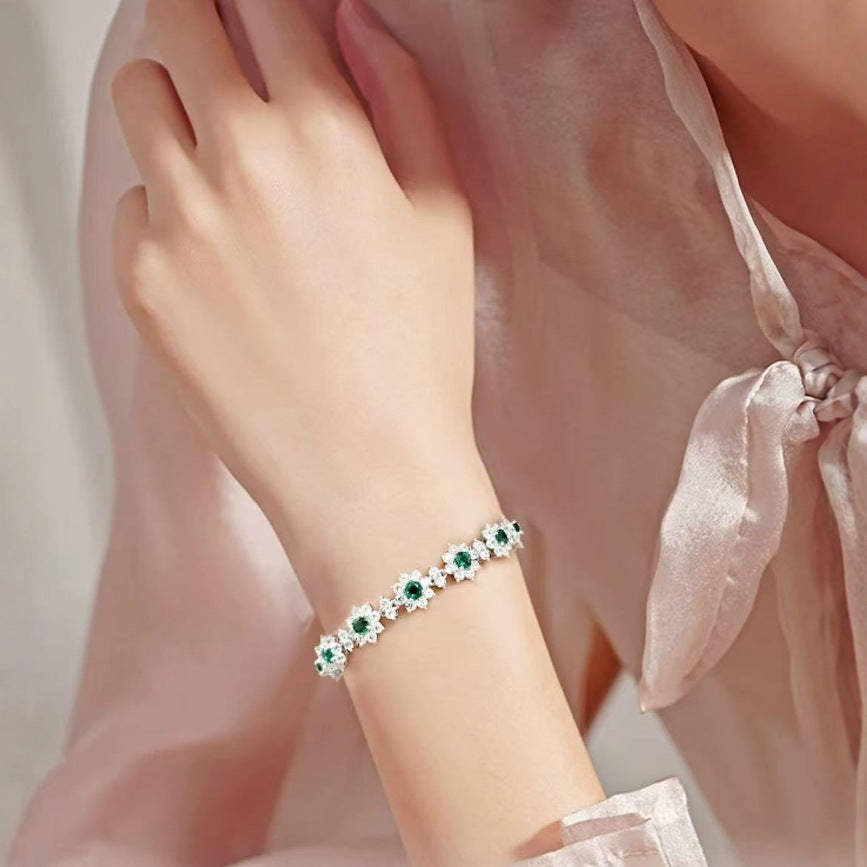 Luxurious Lab-Grown Emerald S925 Silver Plated with 18K Gold Bracelet - Unleash Dazzling Charm, Exude Elegant Style