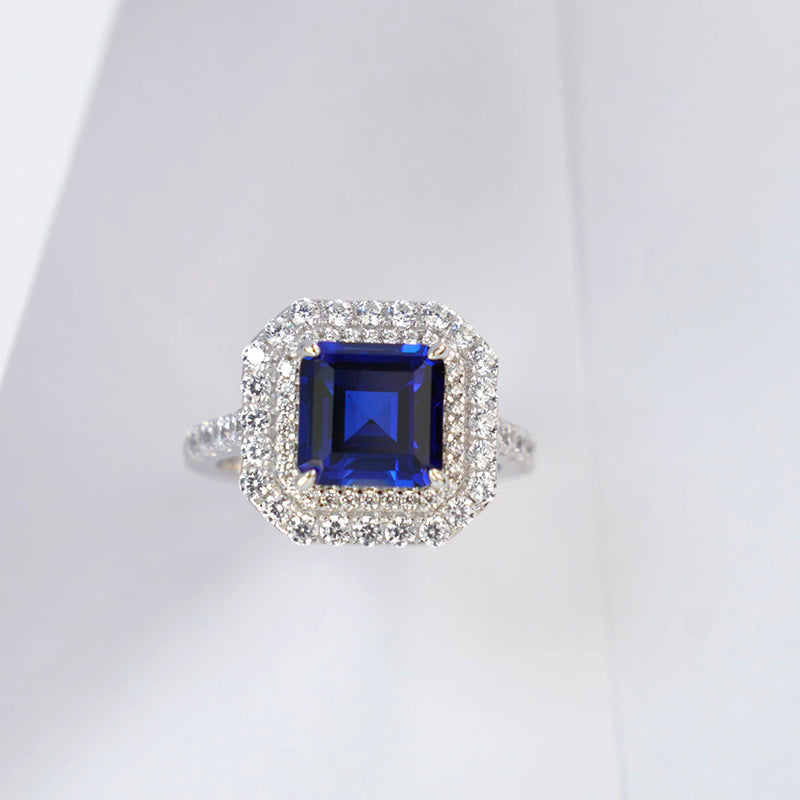 Stunning Lab-Grown Sapphire S925 Silver Ring with 18K Gold Plating - The Perfect Blend of Elegance and Luxury