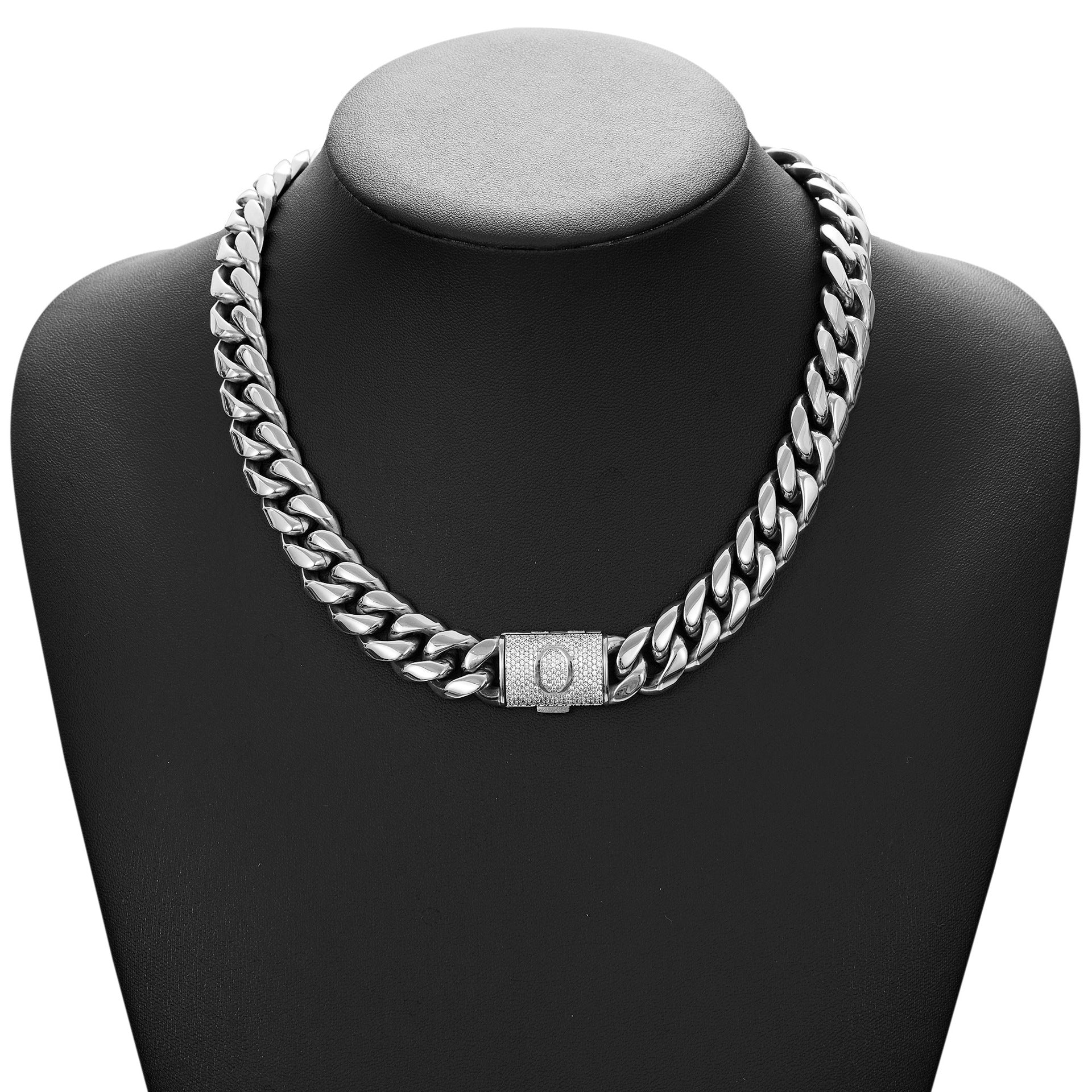 14mm Cuban Link Set - N-Z Custom Initial Iced Out Clasp,18K Gold
