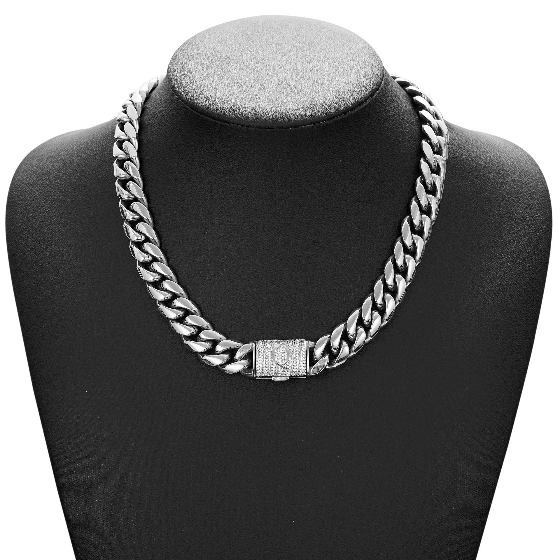 14mm Cuban Link Set - N-Z Custom Initial Iced Out Clasp,18K Gold