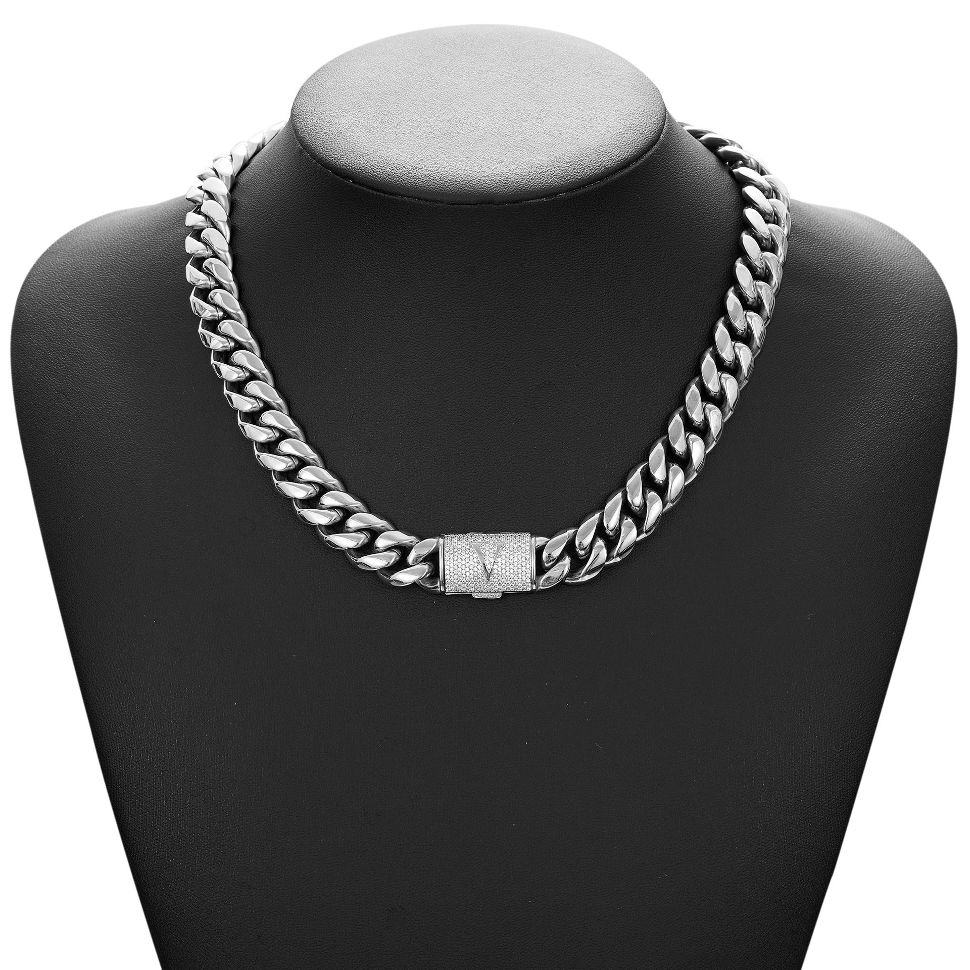 14mm Cuban Link Set - N-Z Custom Initial Iced Out Clasp,18K Gold