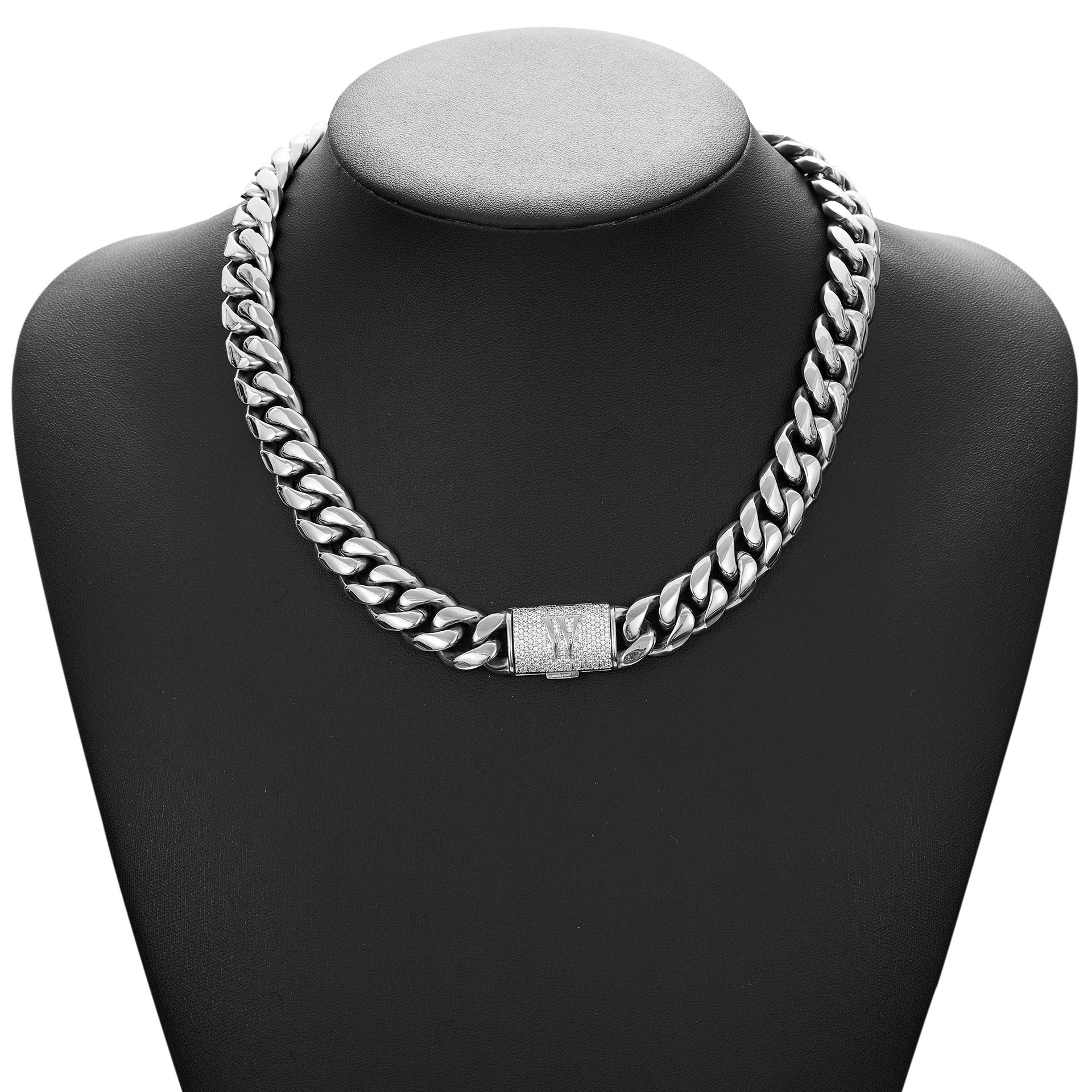 14mm Cuban Link Set - N-Z Custom Initial Iced Out Clasp,18K Gold