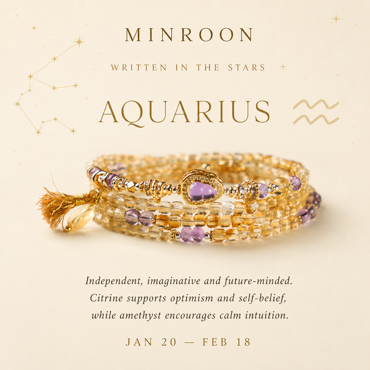 MINROON Aquarius natural citrine zodiac story