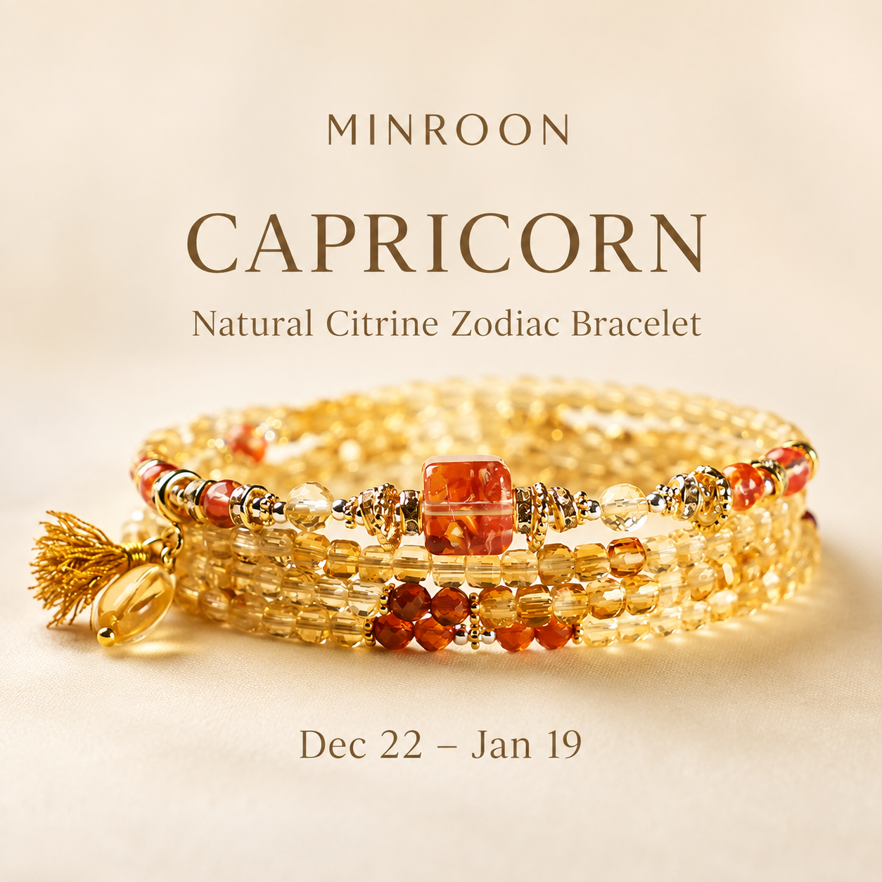 Capricorn Natural Citrine Zodiac Bracelet by MINROON