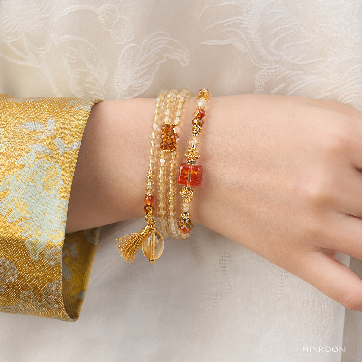 Capricorn citrine bracelet worn on wrist
