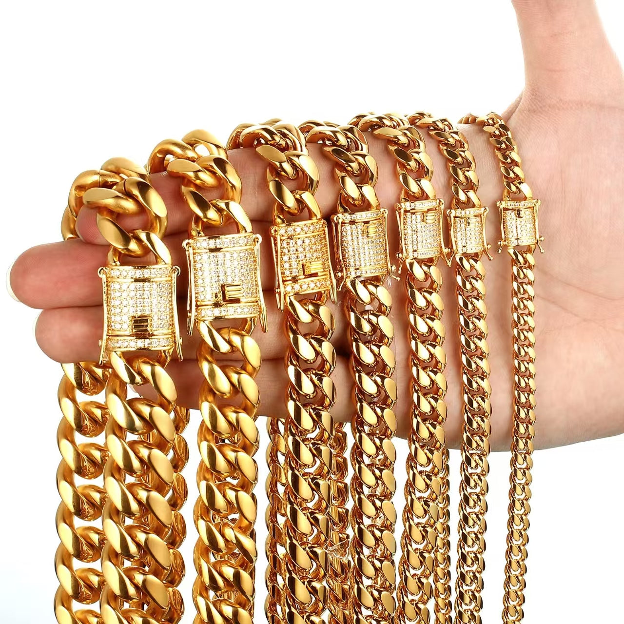 14K Gold, 6-18mm Cuban chain and bracelet set