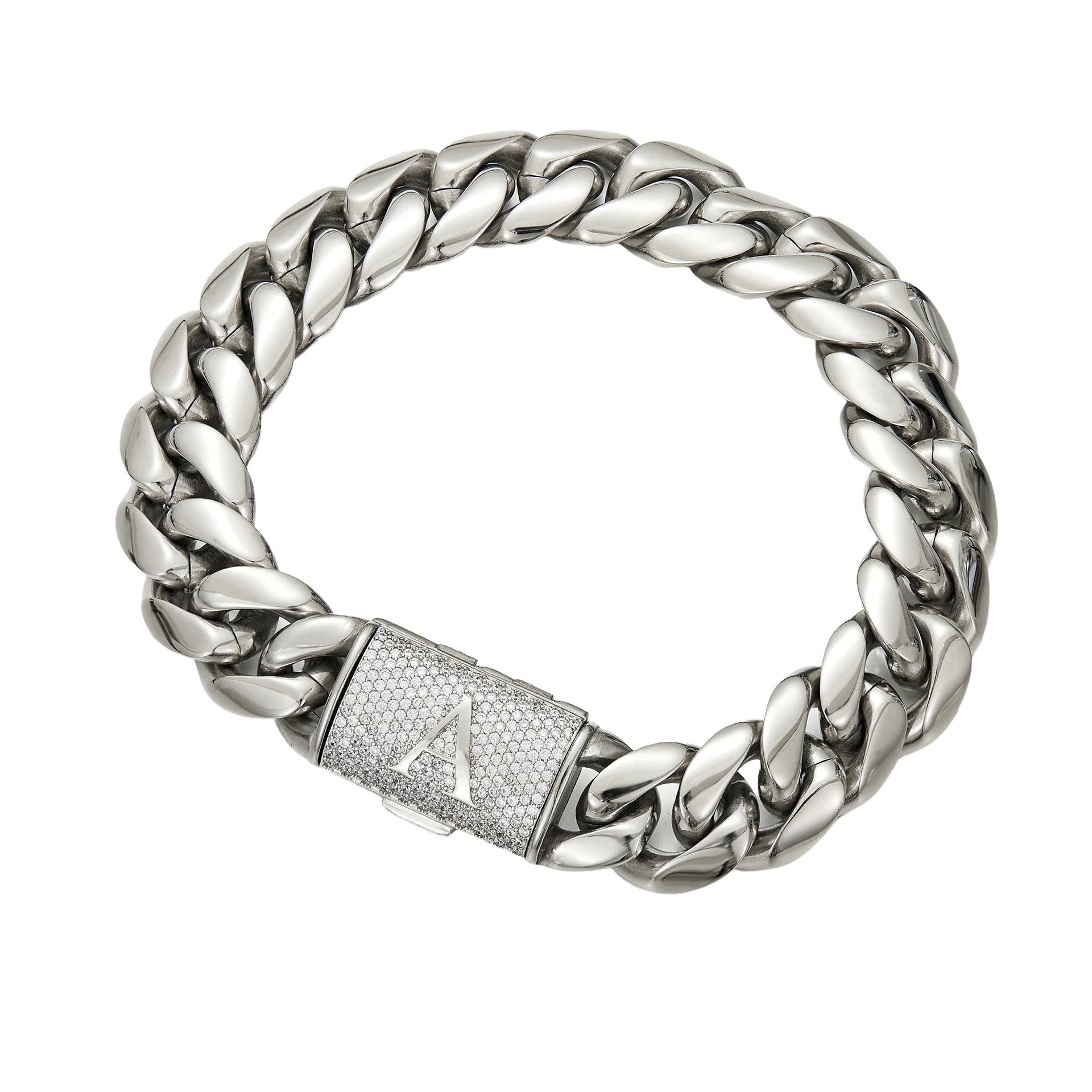 14mm Cuban Link Set - N-Z Custom Initial Iced Out Clasp,18K Gold