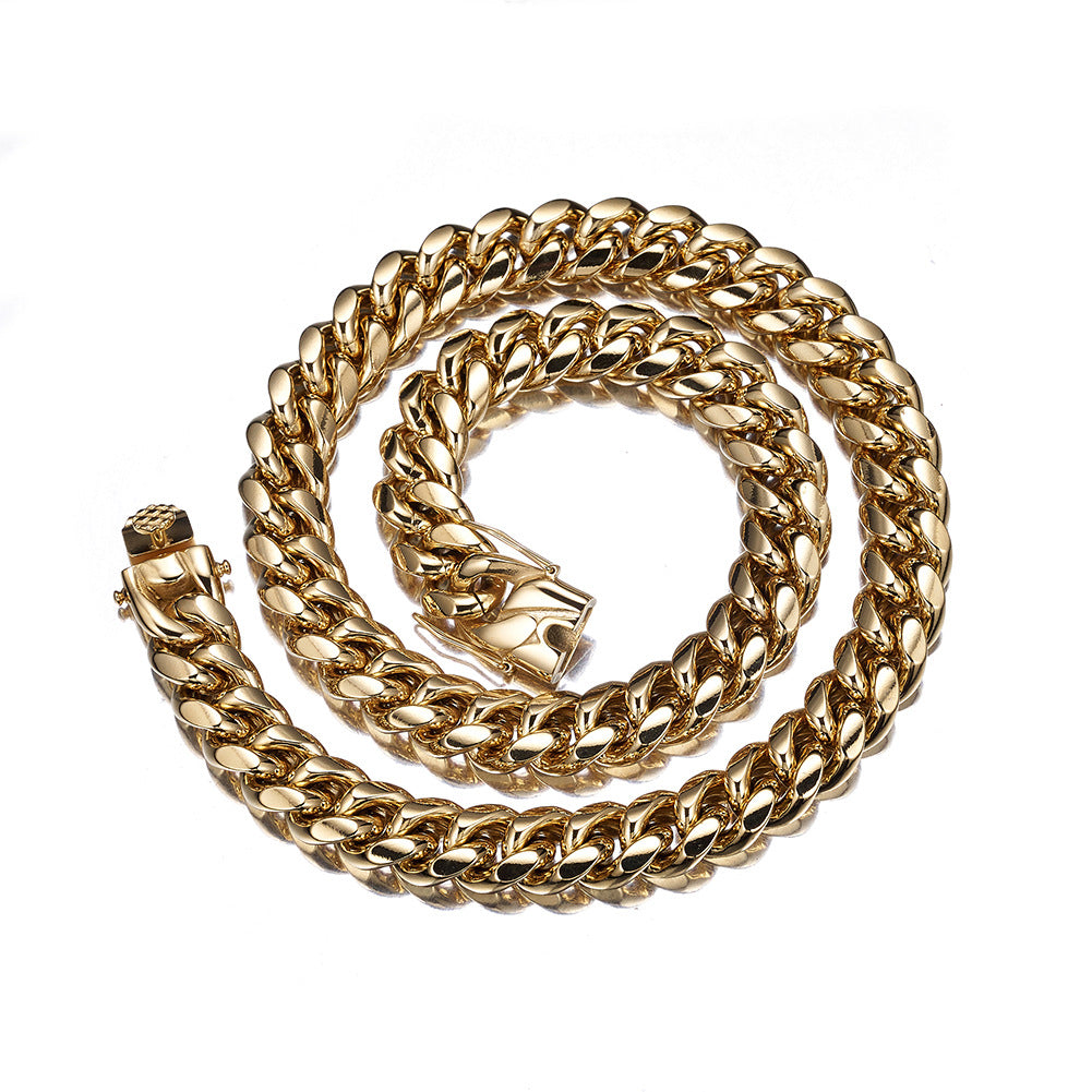6-20mm Cuban chain and bracelet set, 18K Gold